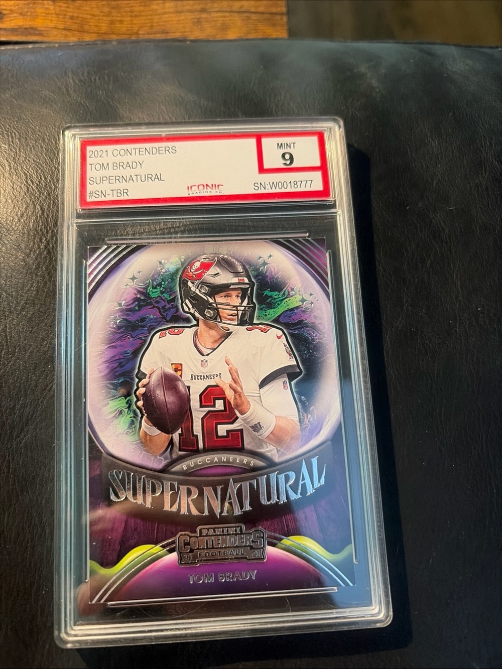 Panini Supernatural Tom Brady Football Card - Purple, White, Red